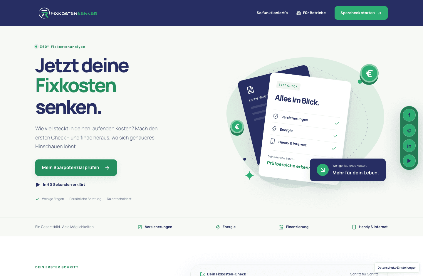 Website von FIXKOSTENSENKER — Oktober 2026